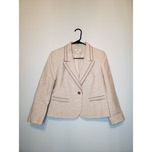 Ann Taylor Loft Womens 6 Linen Blend Blazer Jacket Silver Sparkle Button Up